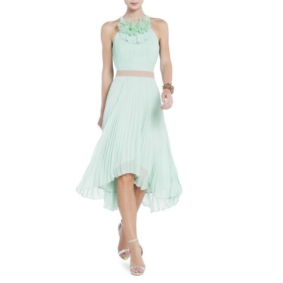 BCBGMAXAZRIA Louisa Opaline Green Pleated Dress